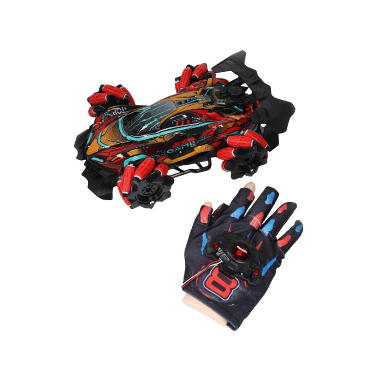 MOVIL ACROBATICO DE JUGUETE CON CONTROL POR GUANTES EN ROJO Y+REGALO STICKER - 3