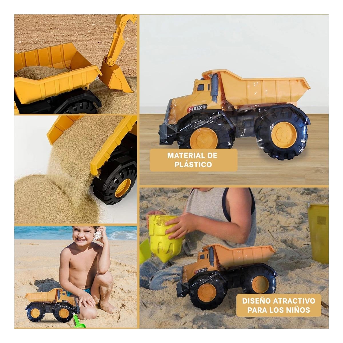 PACK12 RUTA VOLQUETE AMARILLO DE JUGUETE EN BOLSA PARA CONSTRUCCION Y+PAPEL REGALO - 2