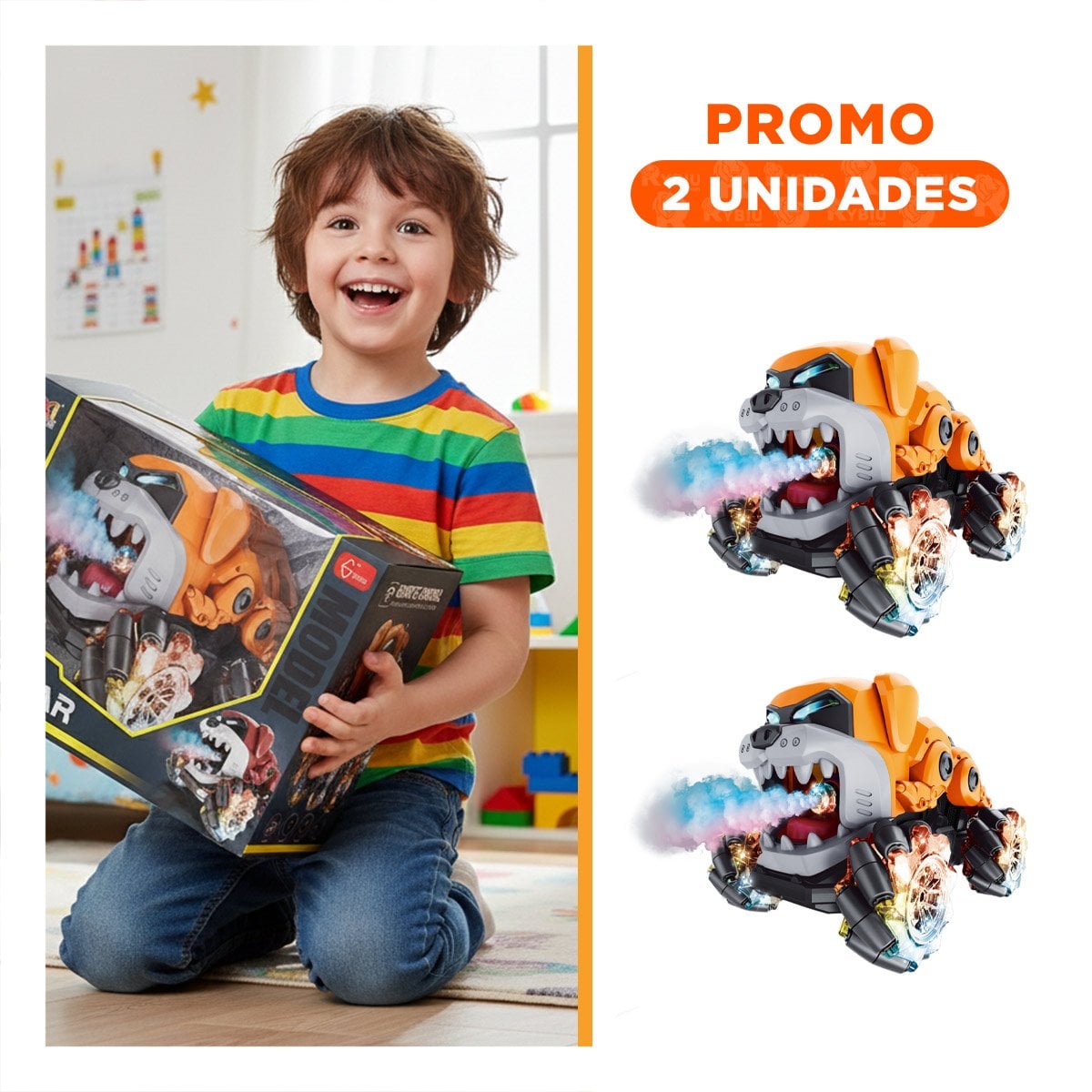 PACK2 MOVIL ACROBATICO CON CONTROL REMOTO FORMA PERRO PARA USO DIARIO COLOR NARANJA - 1