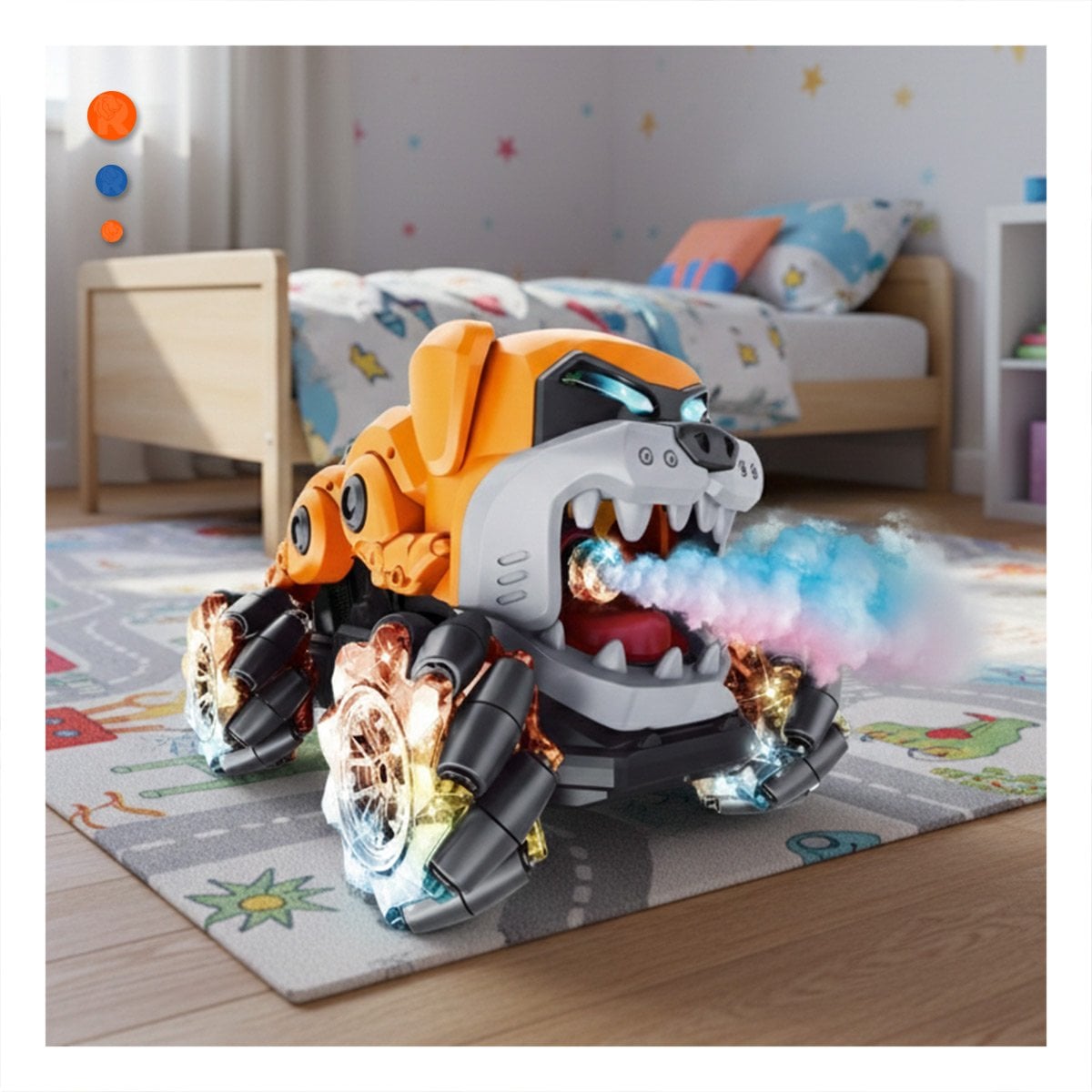 PACK2 MOVIL ACROBATICO CON CONTROL REMOTO FORMA PERRO PARA USO DIARIO COLOR NARANJA - 2