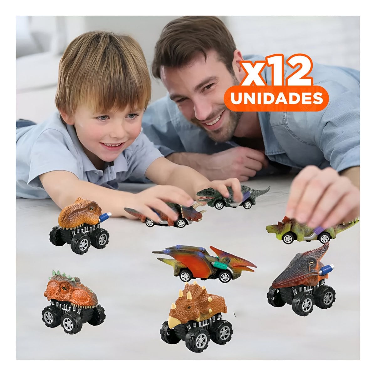 PACK12 SET DINO CARRO 4 Y MOTO 2 PARA NIÑOS JUEGO Y AVENTURAS - 1