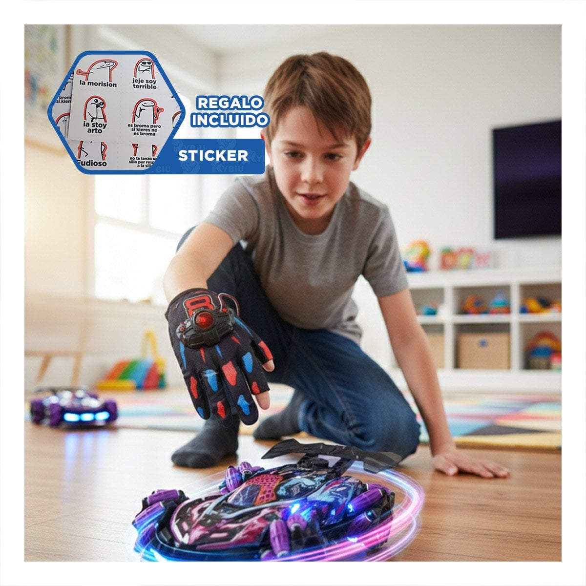CARRO ACROBATICO CON GUANTES DE CONTROL PARA JUEGO DINAMICO EN MORADO Y+REGALO STICKER - 1