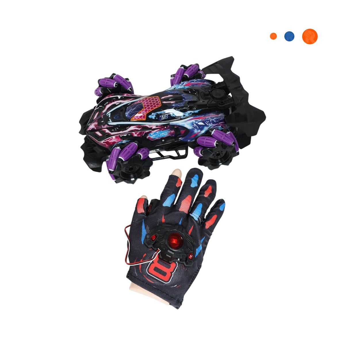 CARRO ACROBATICO CON GUANTES DE CONTROL PARA JUEGO DINAMICO EN MORADO Y+REGALO STICKER - 3