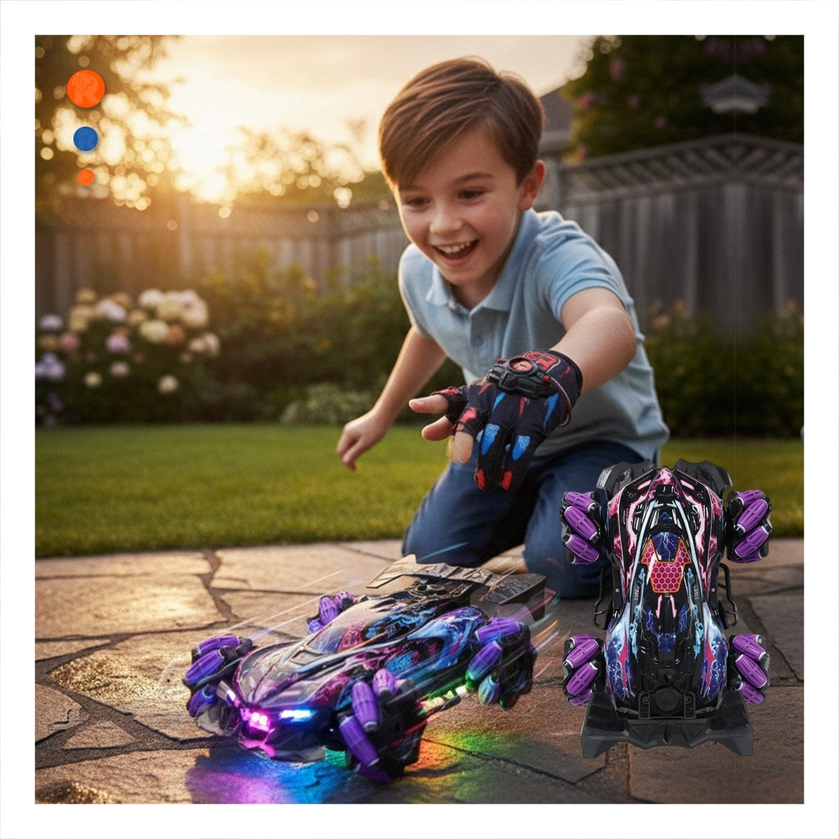 CARRO ACROBATICO CON GUANTES DE CONTROL PARA DIVERSION INFANTIL EN MORADO Y+LIGAS REGALO - 2
