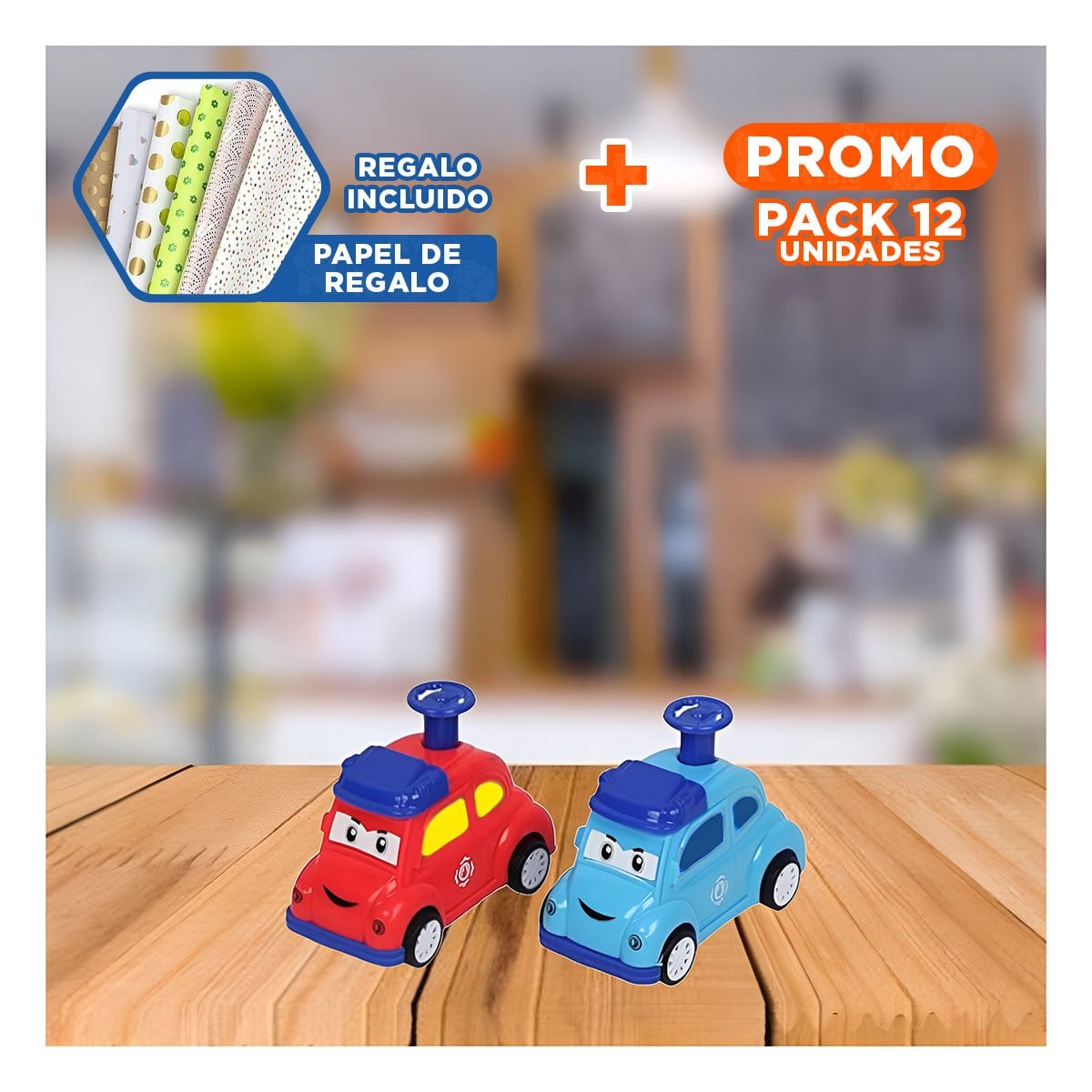 PACK12 SET DE RESCATE CARROS 4 PIEZAS MULTICOLOR PARA JUEGO INFANTIL DINAMICO Y+PAPEL REGALO - 1