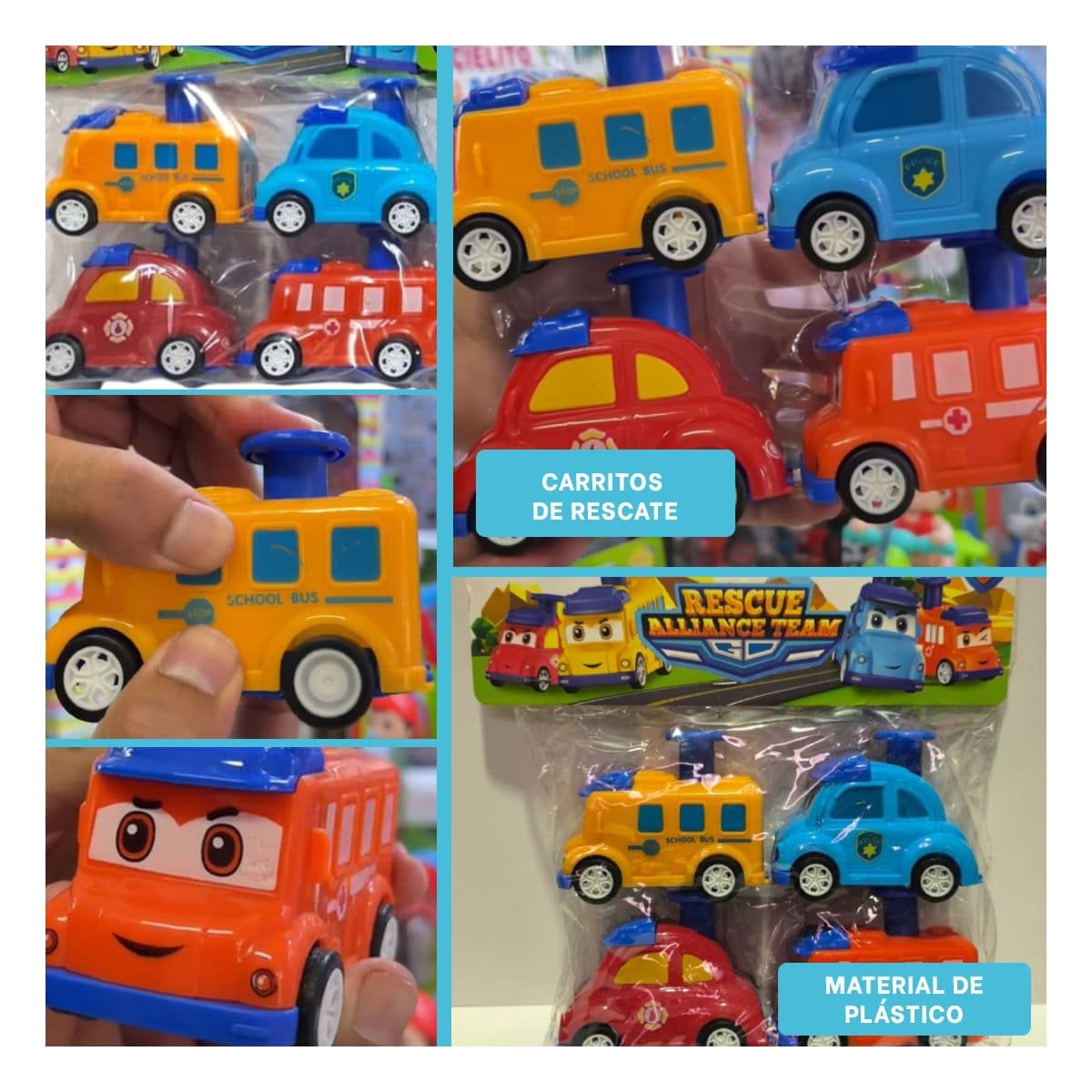 PACK12 SET DE RESCATE CARROS 4 PIEZAS MULTICOLOR PARA JUEGO INFANTIL DINAMICO Y+PAPEL REGALO - 2