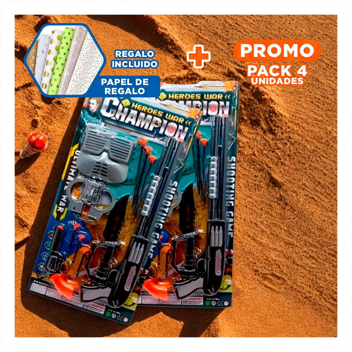 PACK4 PAQUETE DEPORTIVO DE LANZADOR CON MASCARA Y ACCESORIOS PARA DIVERSION Y+PAPEL REGALO - 1