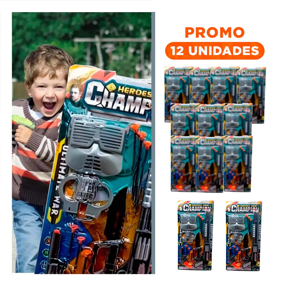 PACK12 PROPUESTA CREATIVA DE BLASTER CON MASCARA Y ACCESORIOS PARA JUEGO Y+REGALO STICKER - 1