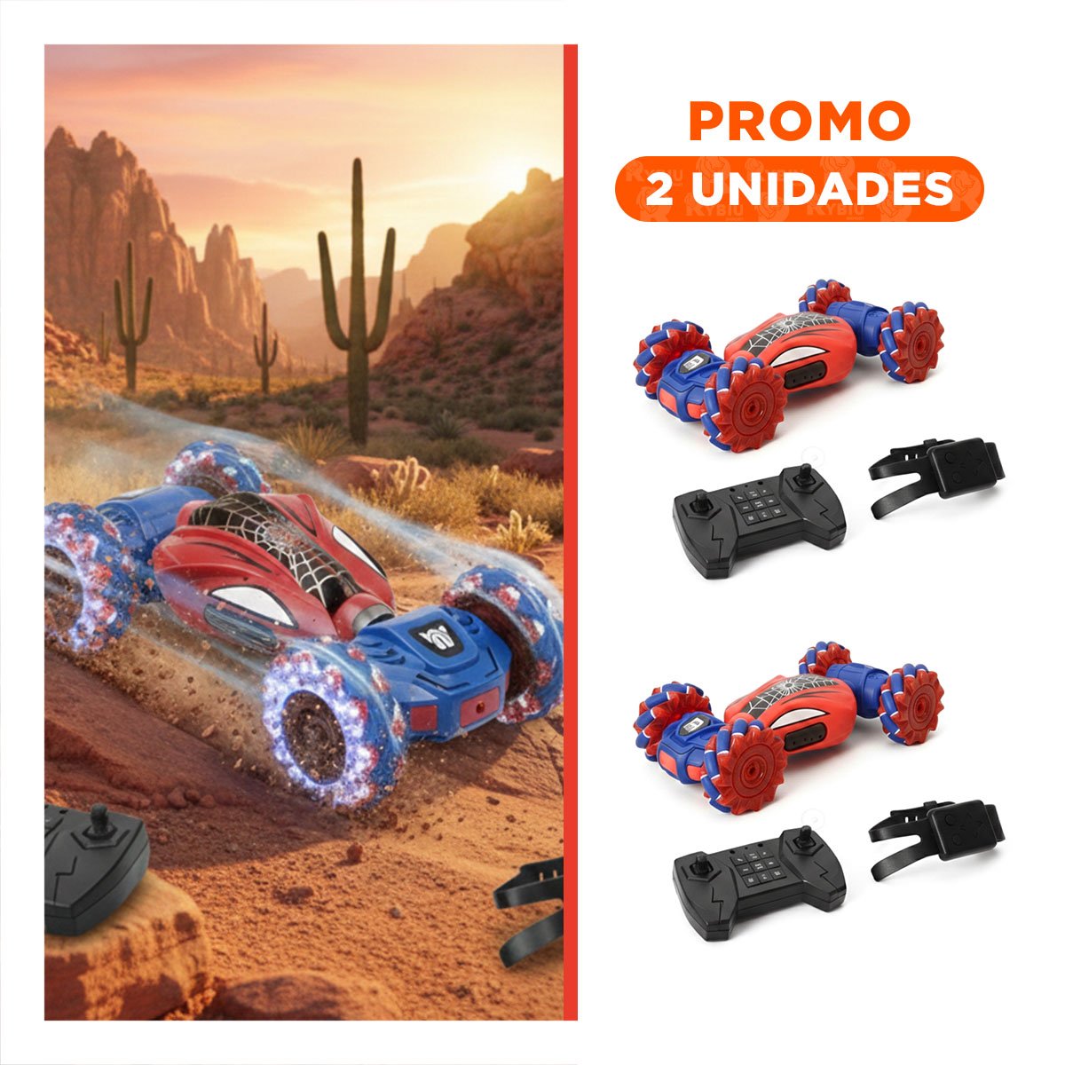 PACK2 MODELO DE JUEGO INTERACTIVO CON CONTROL REMOTO Y RELOJ CONTROL TELARAÑA AZUL Y ROJO - 1