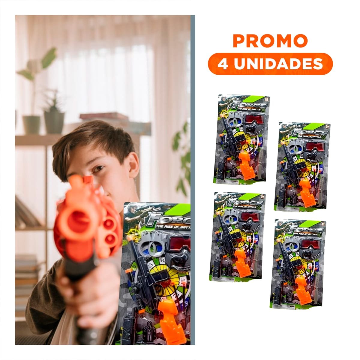 PACK4 KIT DE BLASTER CON MASCARA Y ACCESORIOS MANGO ANARANJADO RELAJANTE Y+REGALO STICKER - 1