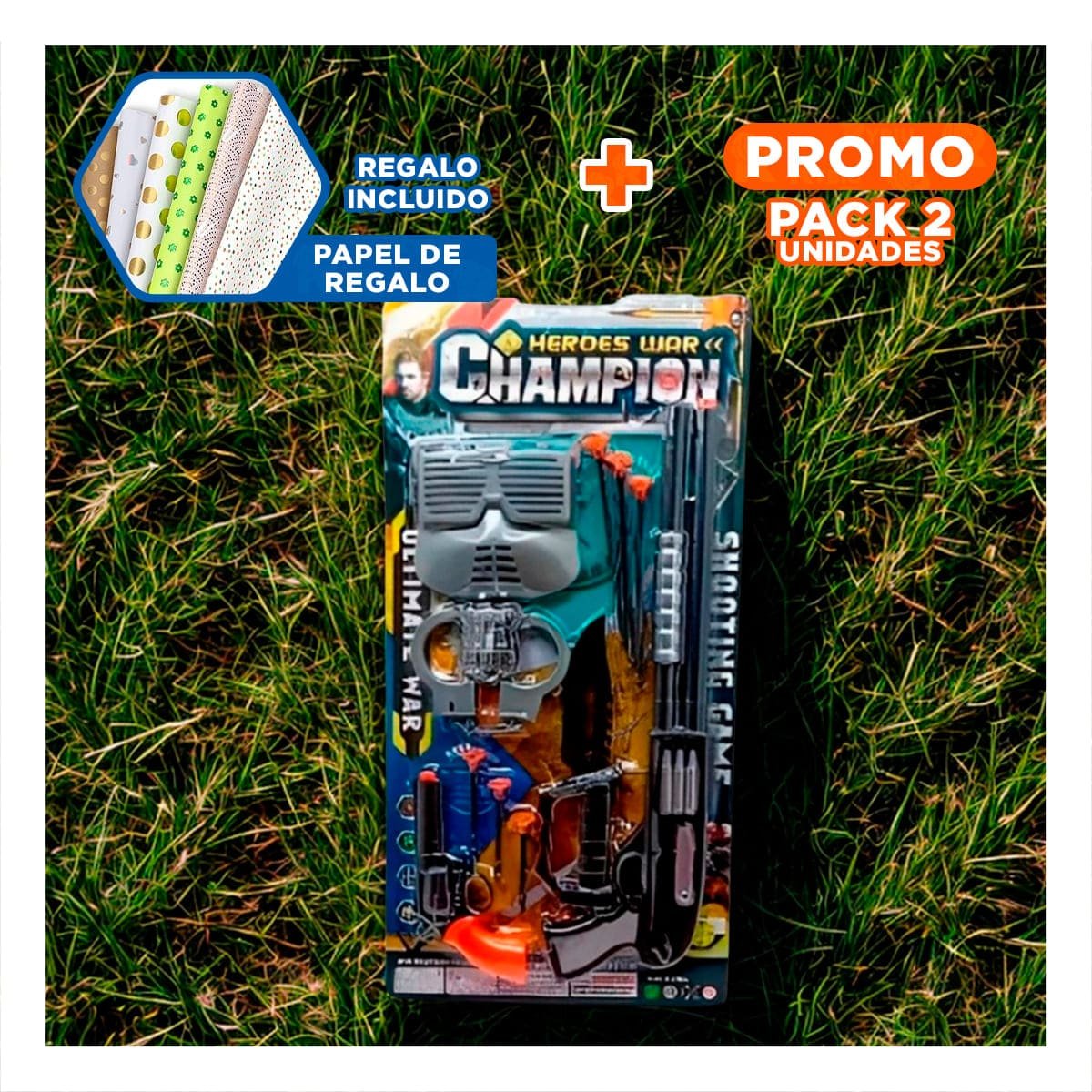 PACK2 OPCION CREATIVA DE SET DE TIRO CON MASCARA Y ACCESORIOS PARA DIVERSION Y+PAPEL REGALO - 1