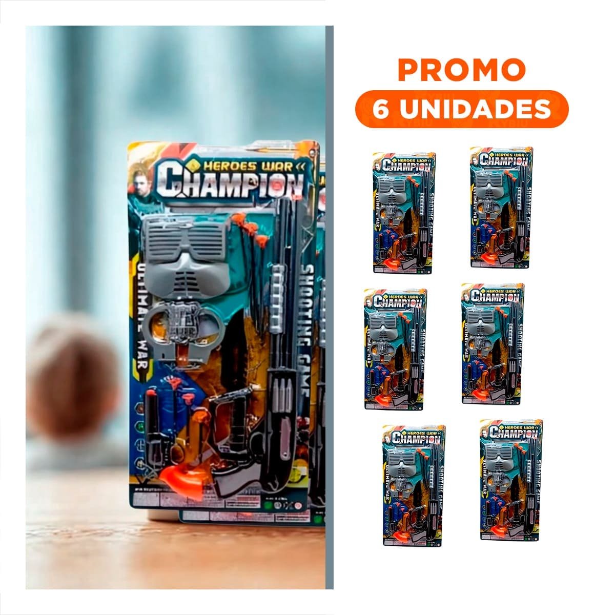 PACK6 PRESENTACION DEPORTIVA DE LANZA PROYECTILES CON MASCARA Y ACCESORIOS OFICINA - 1