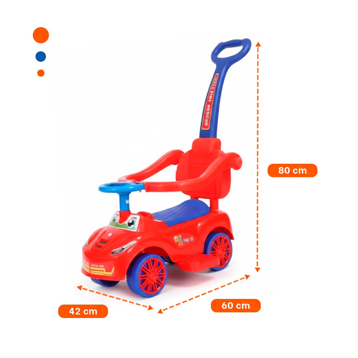 JUGUETE DE ARRASTRE PARA CASA Y EXTERIOR EN TONOS ROJO Y AZUL Y+PAPEL REGALO - 4