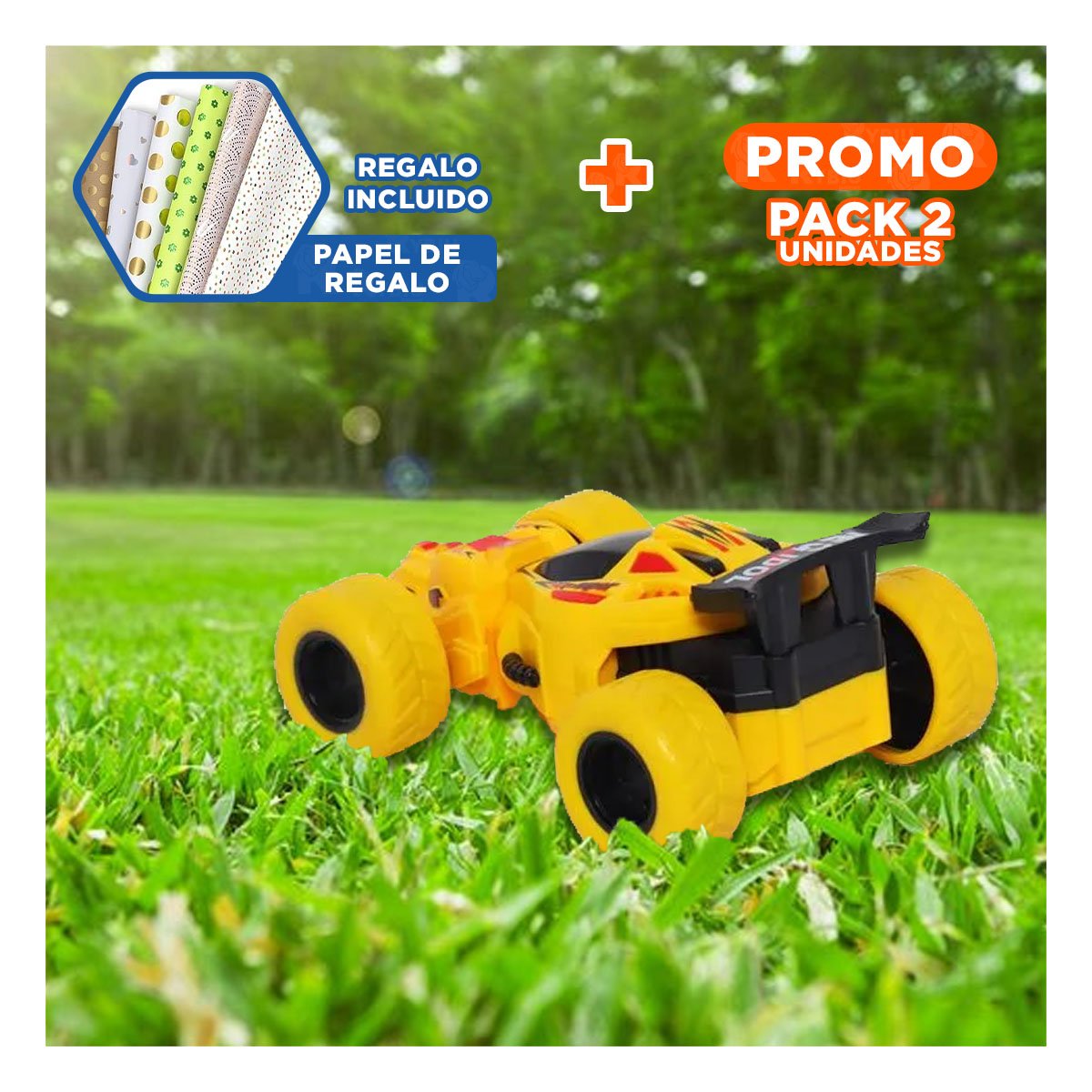 PACK2 LLAMATIVO ACROBATICO JUGUETE PARA HOGAR CON CAJA AMARILLO DE JUGUETERIA Y+PAPEL REGALO - 1