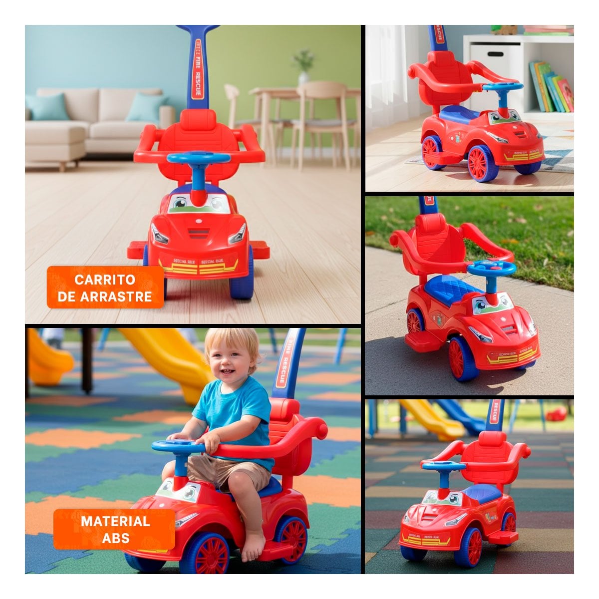 VEHICULO INFANTIL PARA JUEGO DIARIO CON ARRASTRE SEGURO Y+POST IT - 1