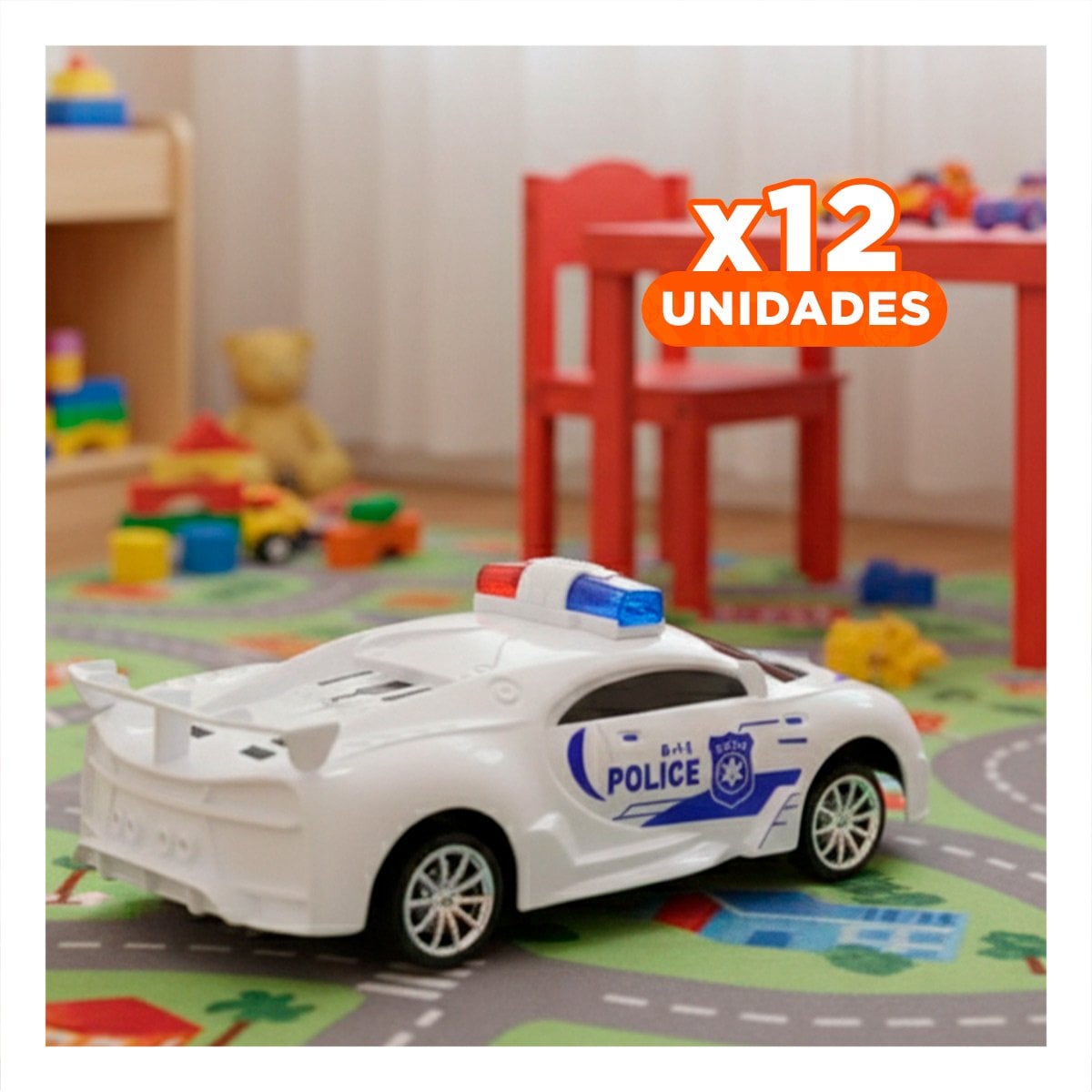 PACK12 OBJETO RECREATIVO A CONTROL REMOTO POLICIA BLANCO Y AZUL PARA JUEGOS EN HOGAR - 1