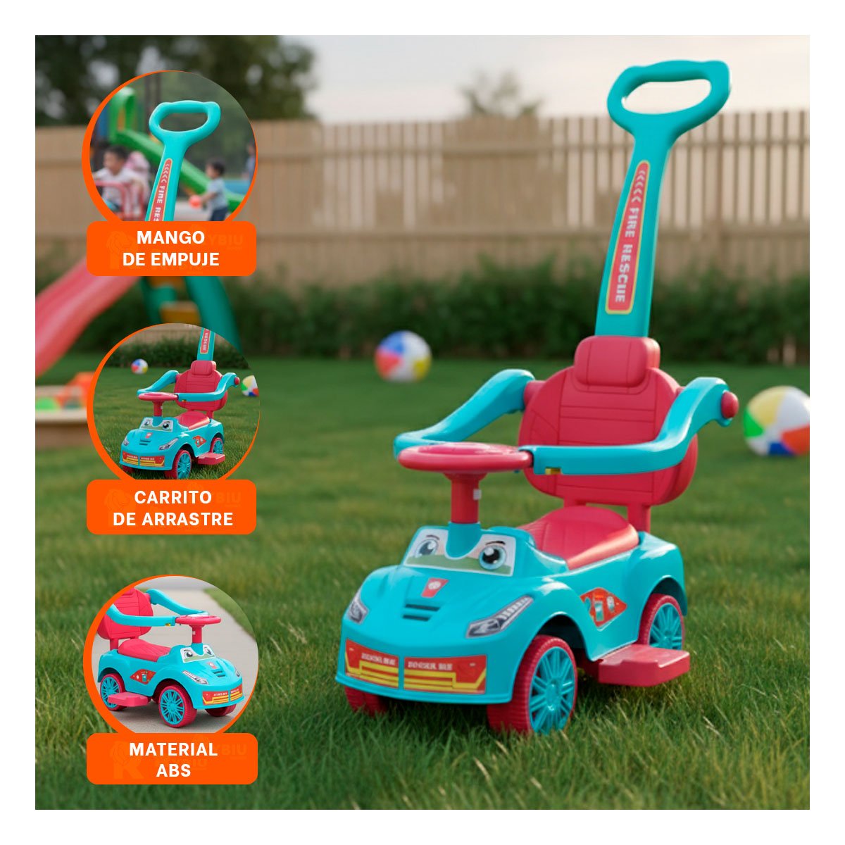 PACK2 JUEGO INFANTIL DE ARRASTRE CON MANGO DE EMPUJE PARA NINO Y+REGALO STICKER - 5