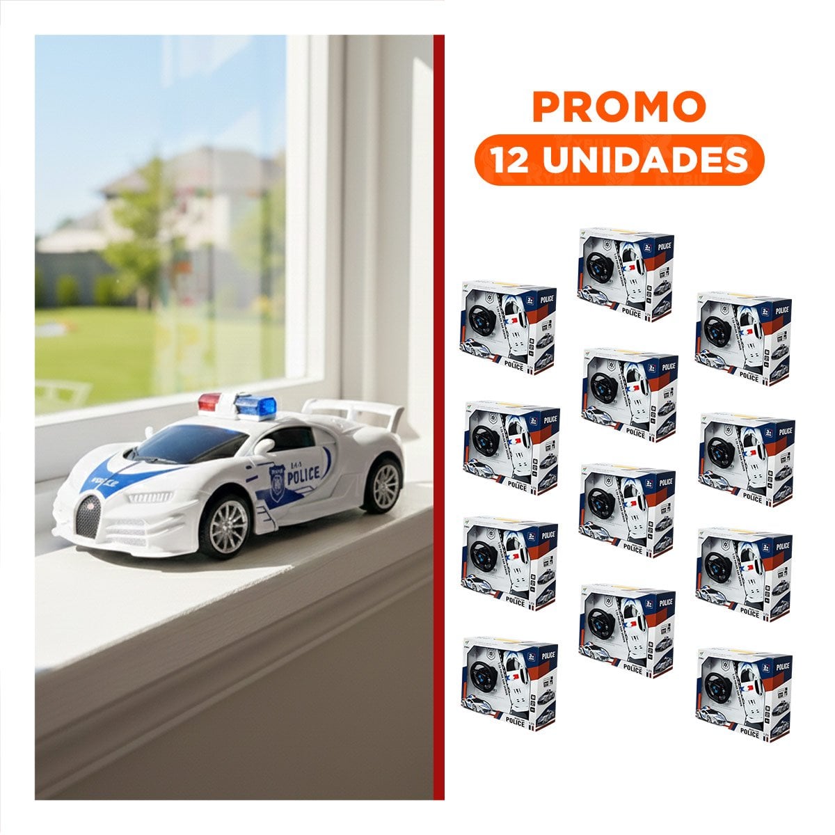 PACK12 ACCESORIO RECREATIVO A CONTROL REMOTO POLICIA BLANCO Y AZUL PARA JUEGOS Y+REGALO STICKER - 1