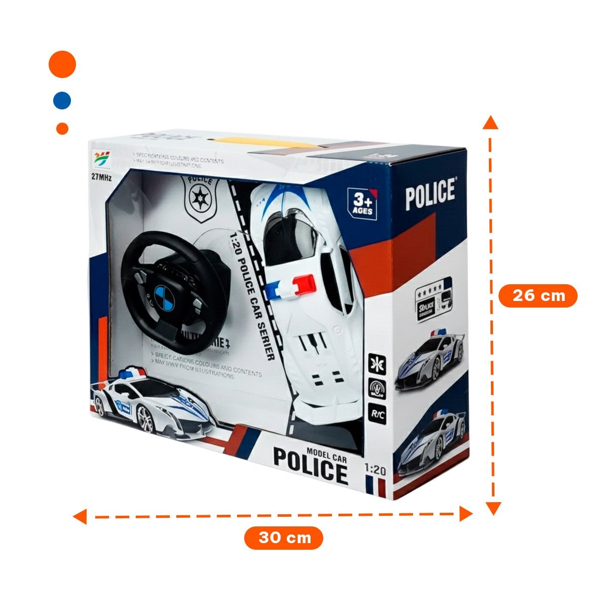 PACK12 ACCESORIO RECREATIVO A CONTROL REMOTO POLICIA BLANCO Y AZUL PARA JUEGOS Y+REGALO STICKER - 4
