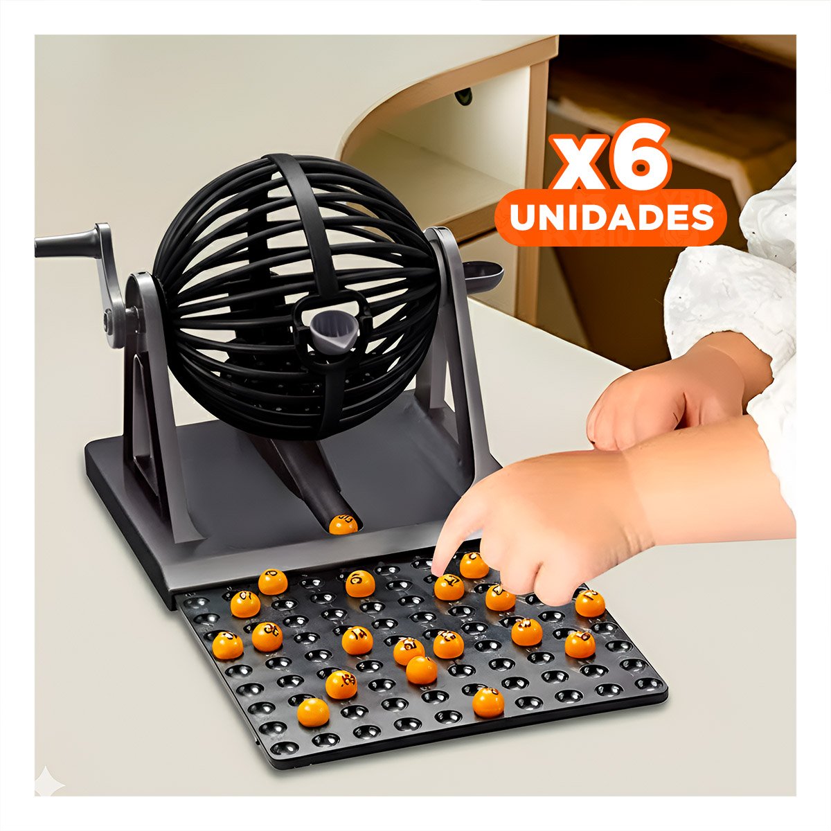 PACK6 ACCESORIO FAMILIAR BINGO MEDIANO CON CENTRO DE METAL NEGRO PARA JUEGOS Y+REGALO STICKER - 1