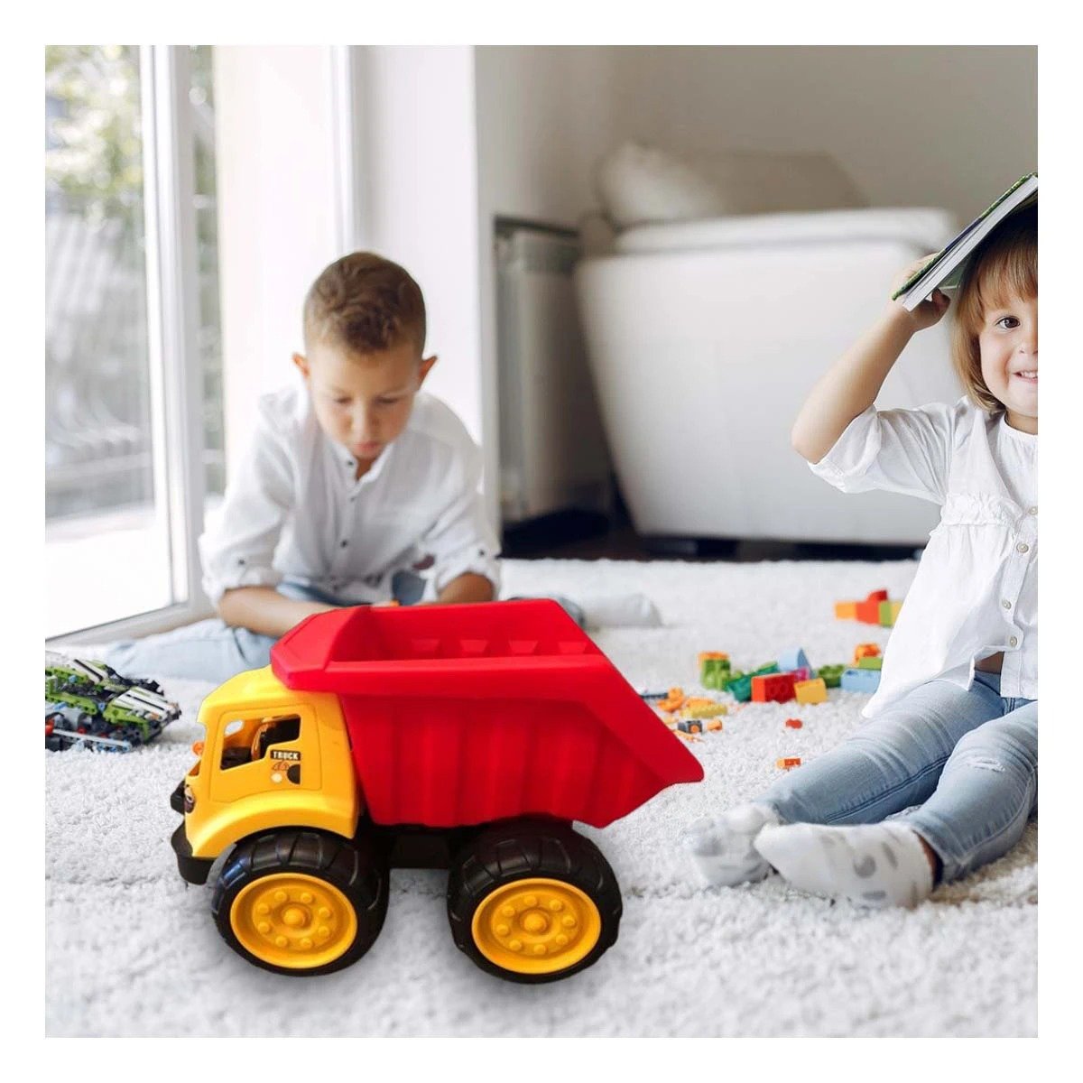 PACK4 VEHICULO VOLQUETE ROJO DE JUGUETE EN BOLSA PARA CASA DECORACION Y USO Y+PAPEL REGALO - 2