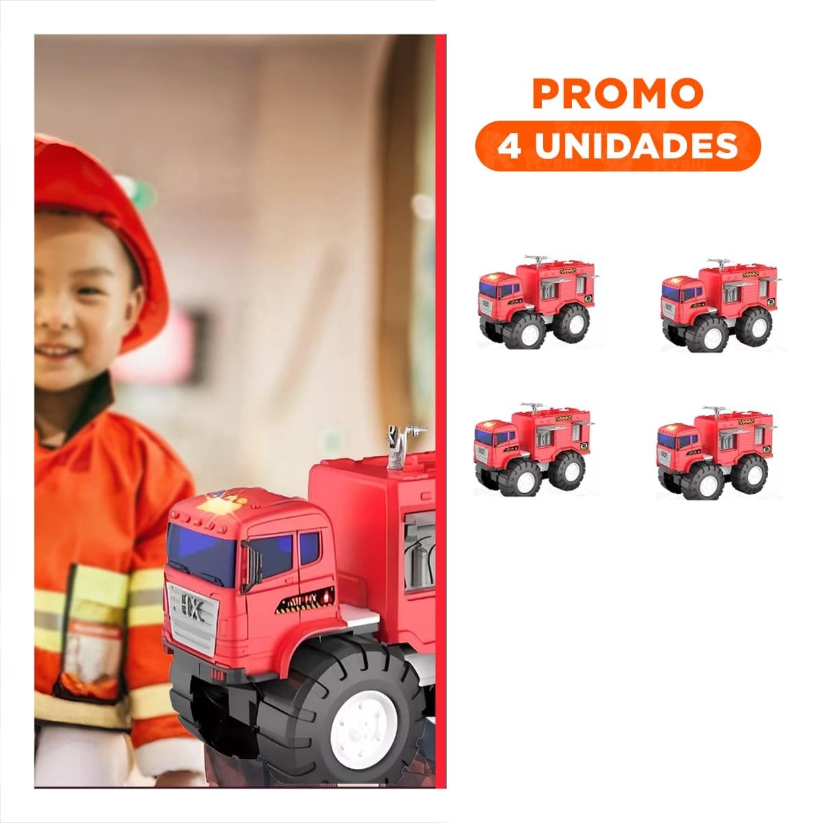 PACK4 SALVAMENTO BOMBERO ROJO EN BOLSA JUGUETE INFANTIL DE ACCION EN HOGAR Y+REGALO STICKER - 1
