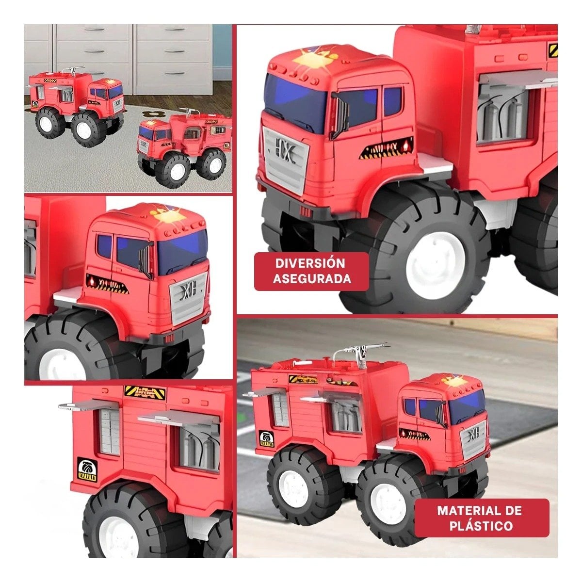 PACK4 SALVAMENTO BOMBERO ROJO EN BOLSA JUGUETE INFANTIL DE ACCION EN HOGAR Y+REGALO STICKER - 2