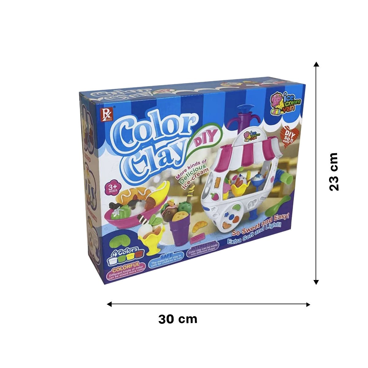 PACK6 CAMION DE HELADOS CON PLASTILINA AZUL Y BLANCO PARA MODELAR Y JUGAR Y+REGALO STICKER - 4