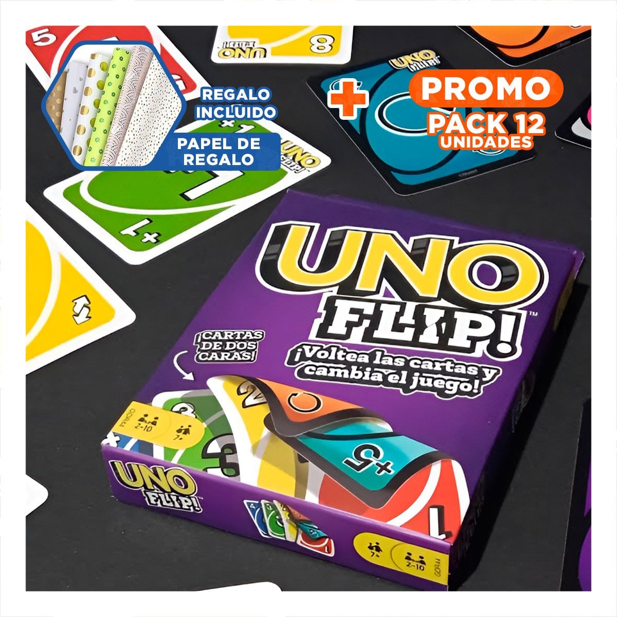 PACK12 OCIO CON CARTAS REVERSIBLES PARA MESA FAMILIAR COMPACTO PORTATIL HOGAR Y+PAPEL REGALO - 1