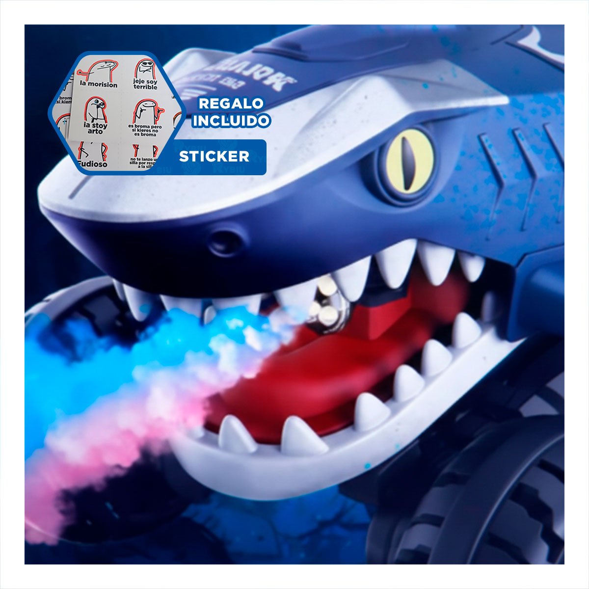 PLATAFORMA ROBOT TIBURON CON CONTROL REMOTO PARA AVENTURAS DE JUEGO Y+REGALO STICKER - 1
