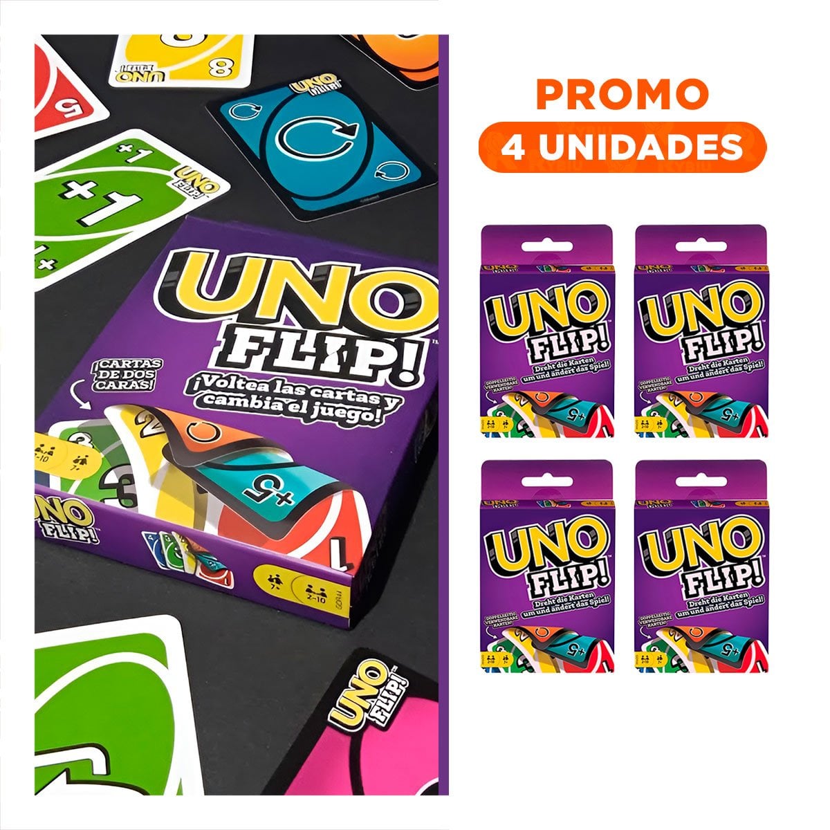 PACK4 SESION DE CARTAS REVERSIBLES PARA MESA FAMILIAR COMPACTO PARA CASA Y+REGALO STICKER - 1