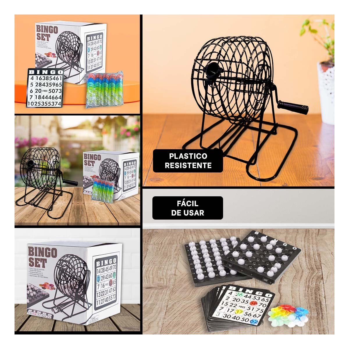 TABLERO DE MESA BINGO DE METAL CON 18 CARTILLAS Y 75 NUMEROS INCLUIDOS Y+POST IT - 1
