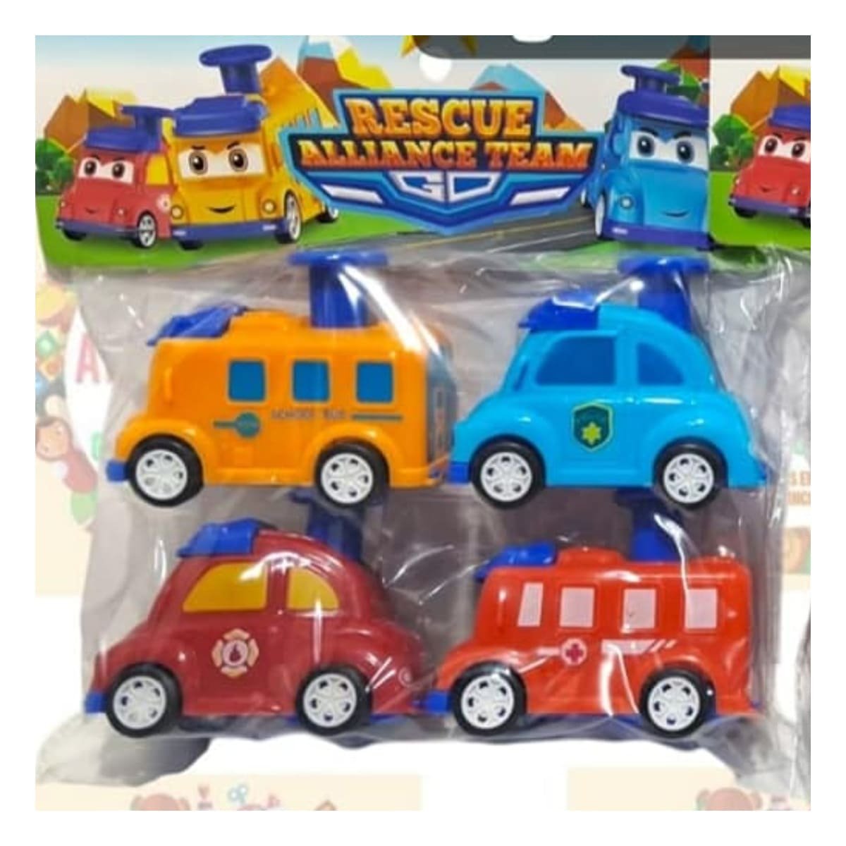 PACK2 FLOTA DE RESCATE CARROS 4 PIEZAS MULTICOLOR PARA JUEGO INFANTIL CREATIVO Y+REGALO STICKER - 3