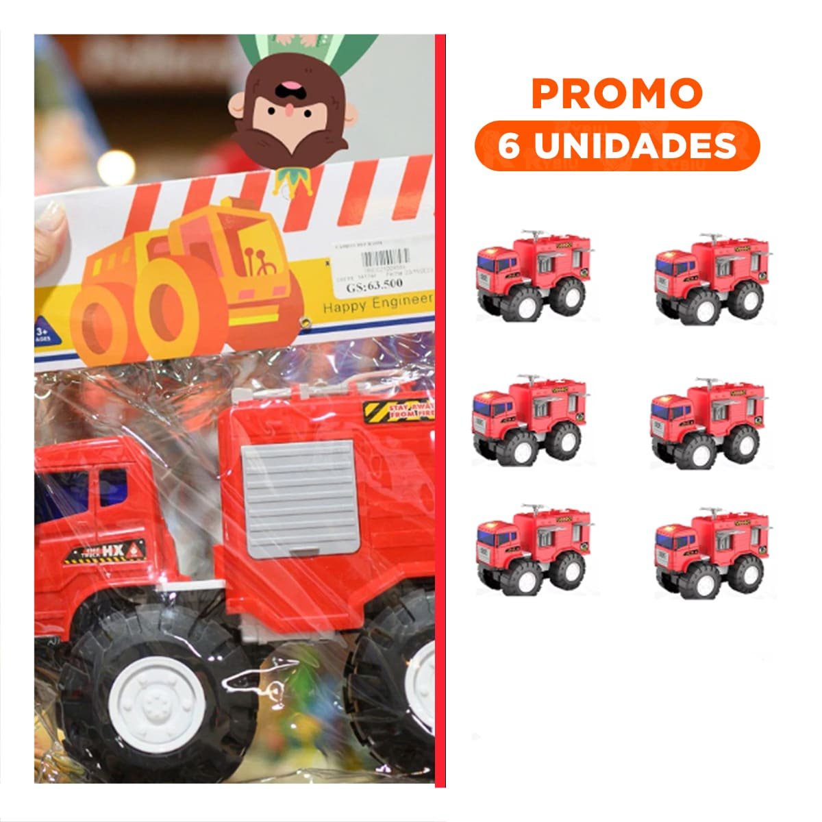 PACK6 INTERVENCION BOMBERO ROJO EN BOLSA JUGUETE CREATIVO PARA JUEGO DIARIO EN CASA - 1