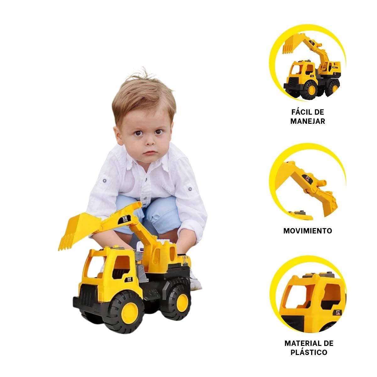 CAMION EXCAVADOR AMARILLO DE CONSTRUCCION EN BOLSA GRANDE PARA JUEGO DIARIO - 3