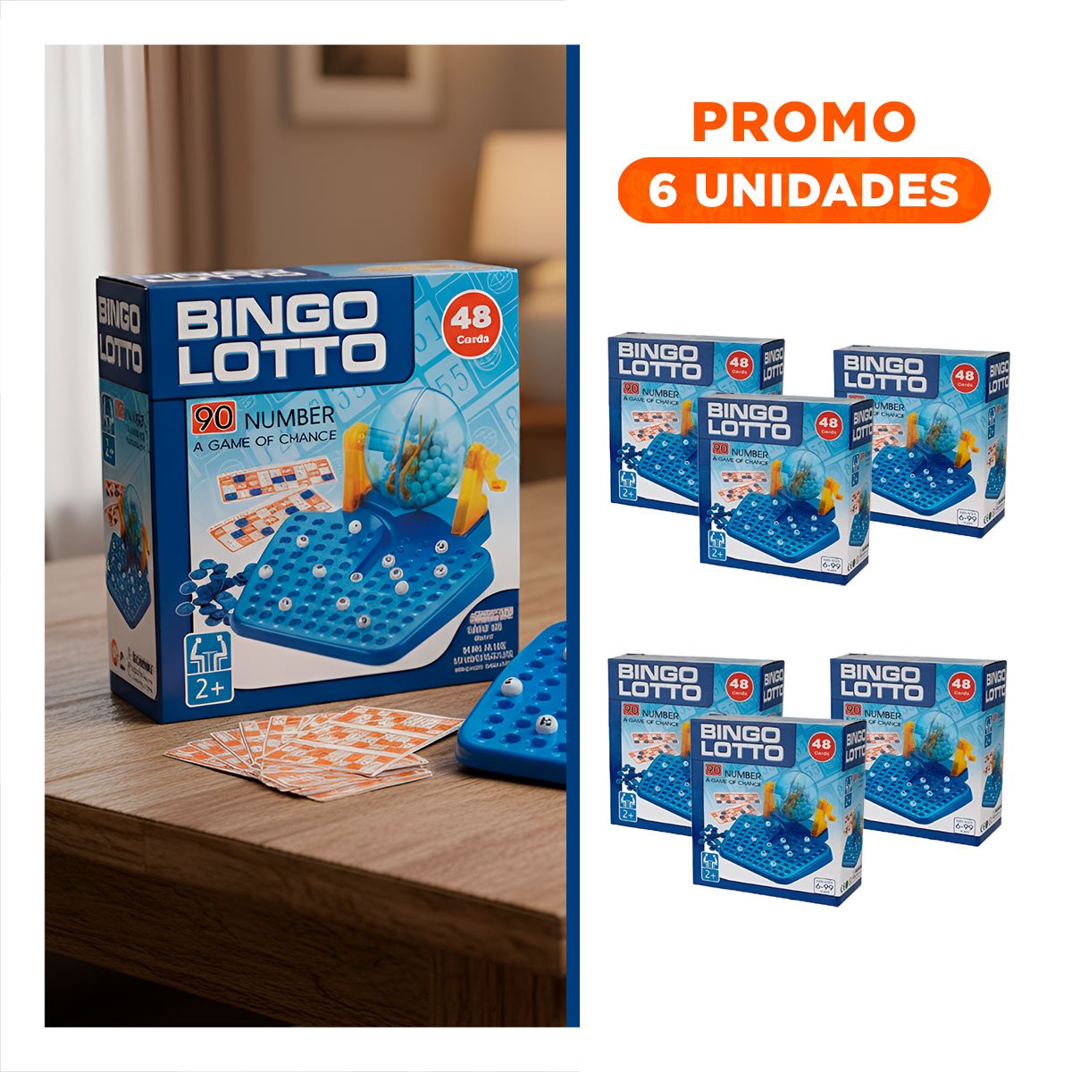 PACK6 ACTIVIDAD DE MESA CON 90 NUMEROS Y 48 CARTAS COLOR CELESTE - 1