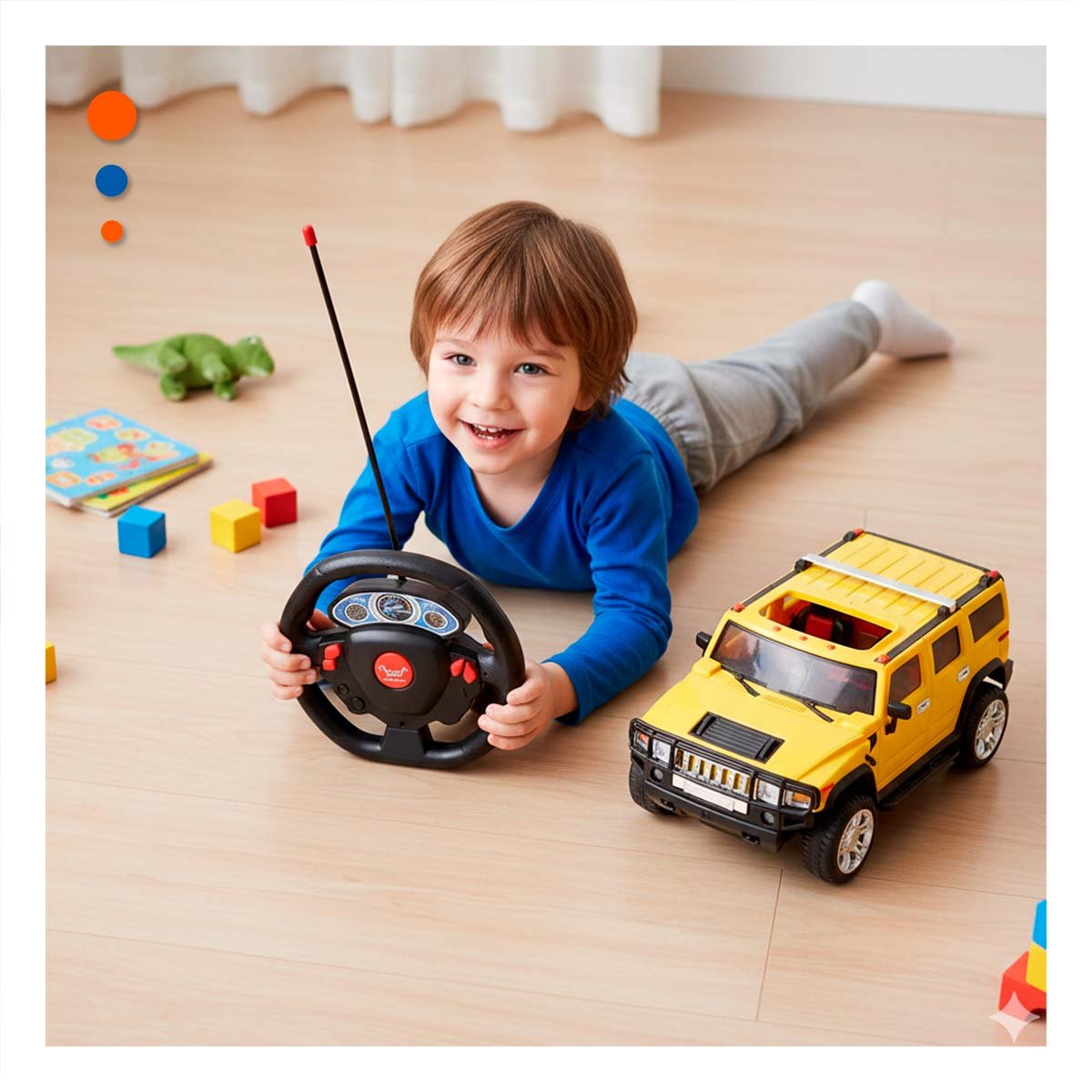 PACK4 MOVIL RECREATIVO A CONTROL REMOTO ESTILO CAMIONETA AMARILLO PARA HOGAR - 2
