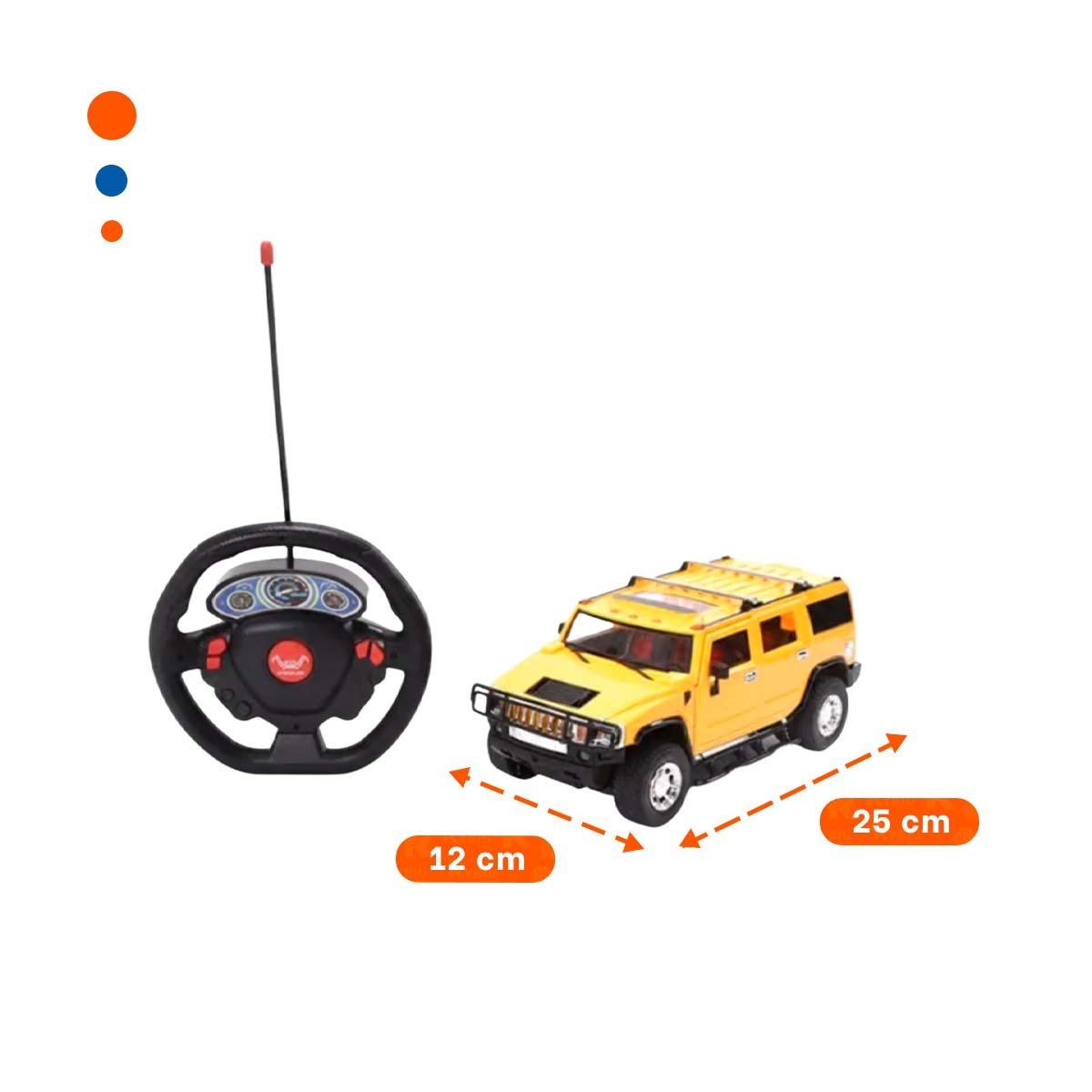 PACK4 MOVIL RECREATIVO A CONTROL REMOTO ESTILO CAMIONETA AMARILLO PARA HOGAR - 4