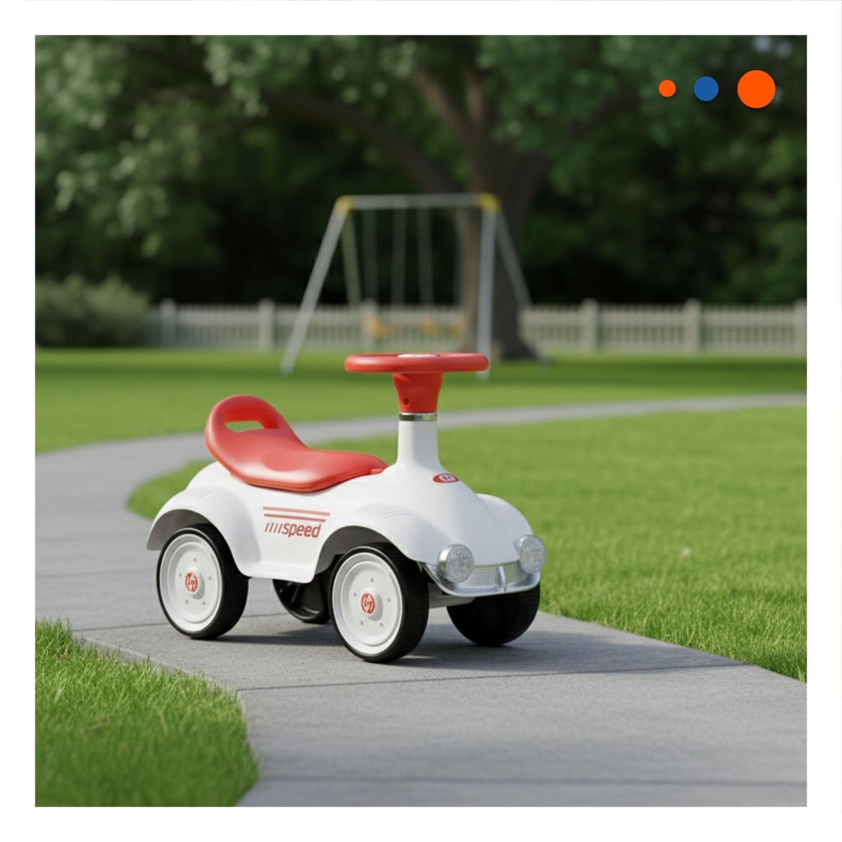 VEHICULO INFANTIL CON SISTEMA DE ARRASTRE 54X33CM BLANCO Y NARANJA - 2