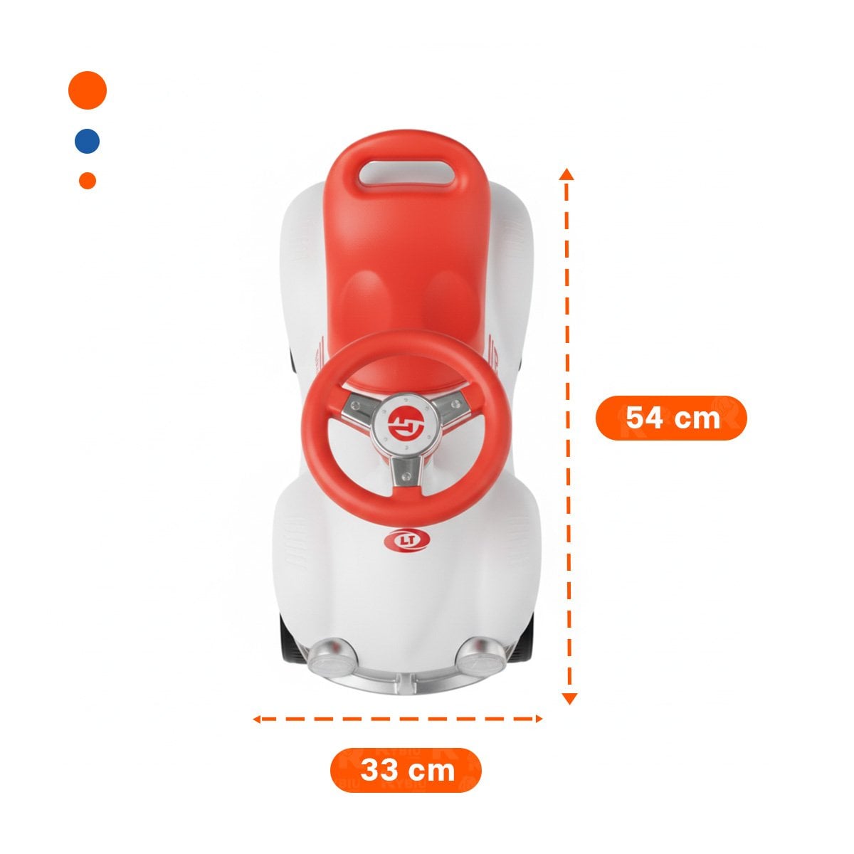 VEHICULO INFANTIL CON SISTEMA DE ARRASTRE 54X33CM BLANCO Y NARANJA - 4