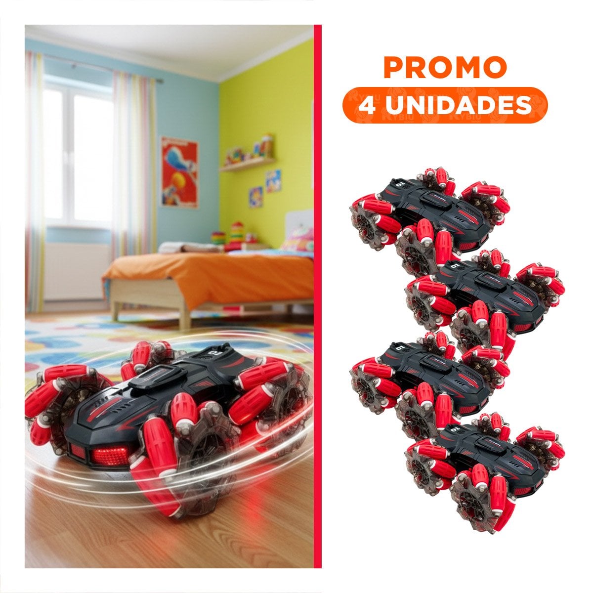PACK4 MODELO CON RUEDAS GIRATORIAS Y CONTROL REMOTO PARA JUEGO ACTIVO Y+REGALO STICKER - 1