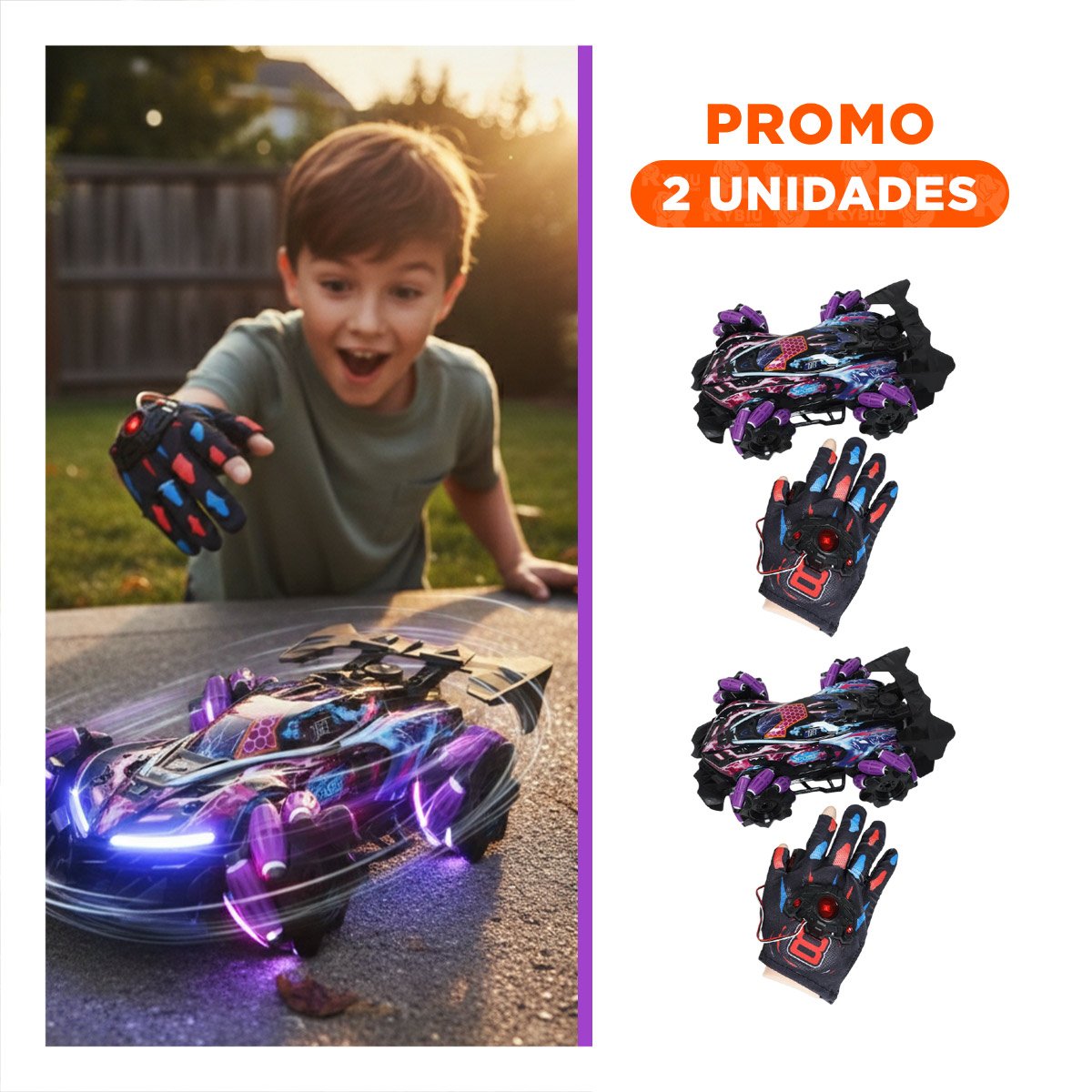 PACK2 AUTOMOVIL ACROBATICO CON GUANTES DE CONTROL PARA JUEGO EN CASA EN MORADO - 1