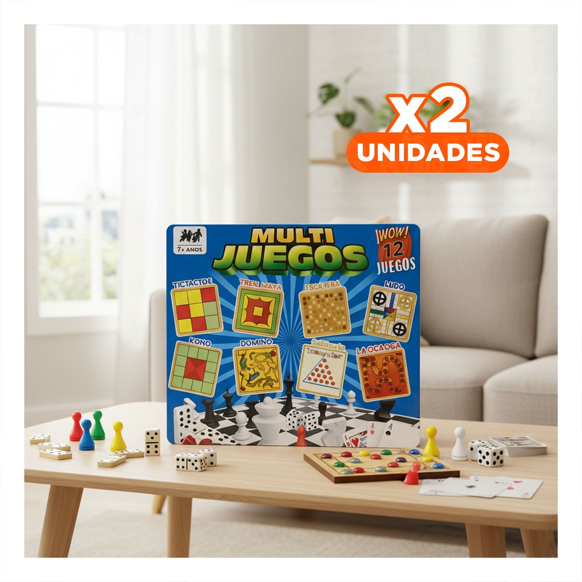 PACK2 TABLERO DE MESA MULTI JUEGOS 12 JUEGOS CLASICOS PARA JUEGOS EN CASA Y+REGALO STICKER - 1