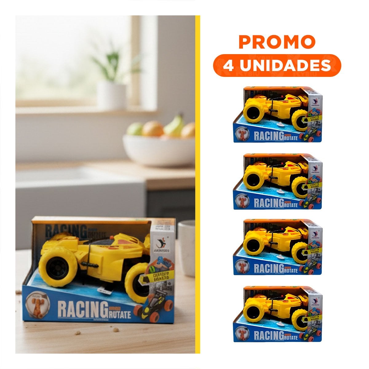 PACK4 SORPRENDENTE ACROBATICO JUGUETE R CON CAJA AMARILLO DE JUGUETERIA Y+REGALO STICKER - 1