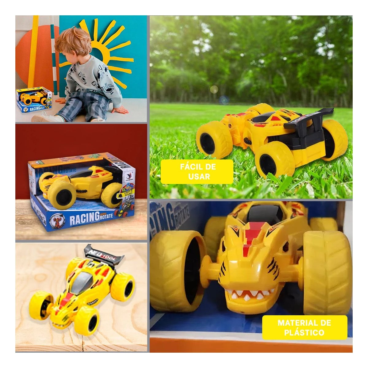 PACK4 SORPRENDENTE ACROBATICO JUGUETE R CON CAJA AMARILLO DE JUGUETERIA Y+REGALO STICKER - 2