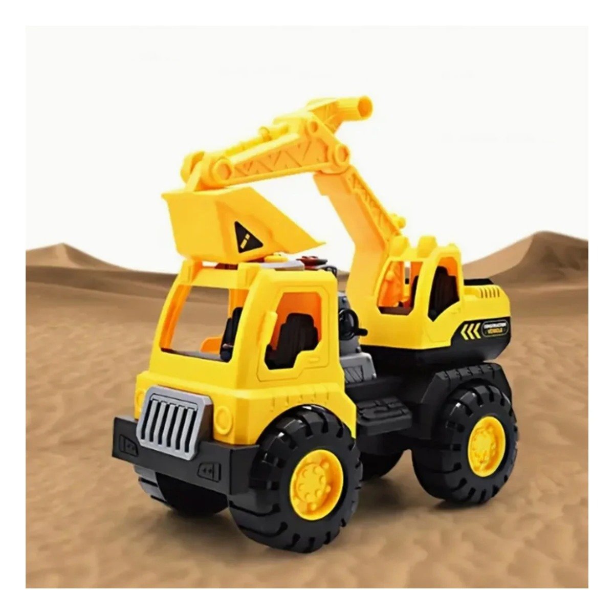 PACK6 MAQUINA EXCAVADORA AMARILLA DE CONSTRUCCION EN BOLSA GRANDE CON DISENO Y+REGALO STICKER - 5