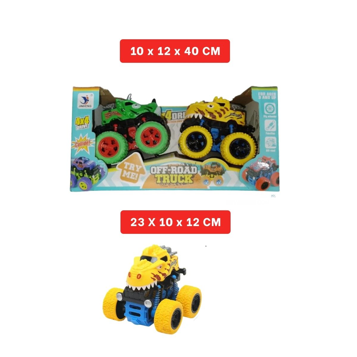 PACK6 JUGUETE RESISTENTE MONSTER TRUCK EN CAJA PARA JUEGO Y DIVERSION EN CASA - 4