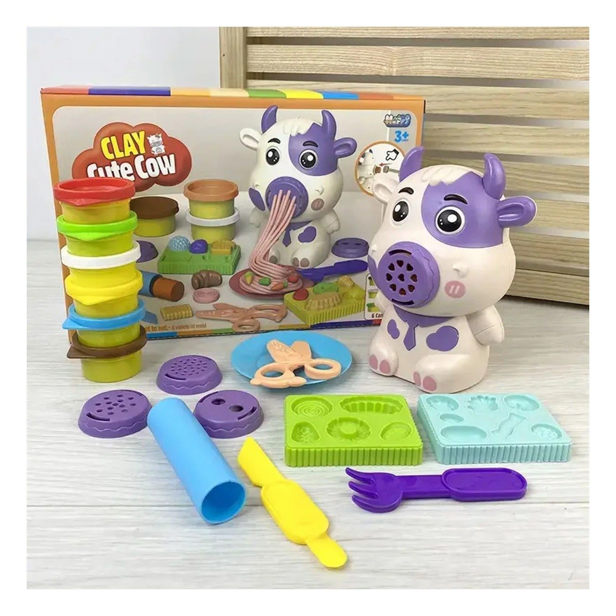PACK4 LINEA INFANTIL DE PLASTILINA CON ACCESORIOS VACA PARA JUEGO CREATIVO - 3