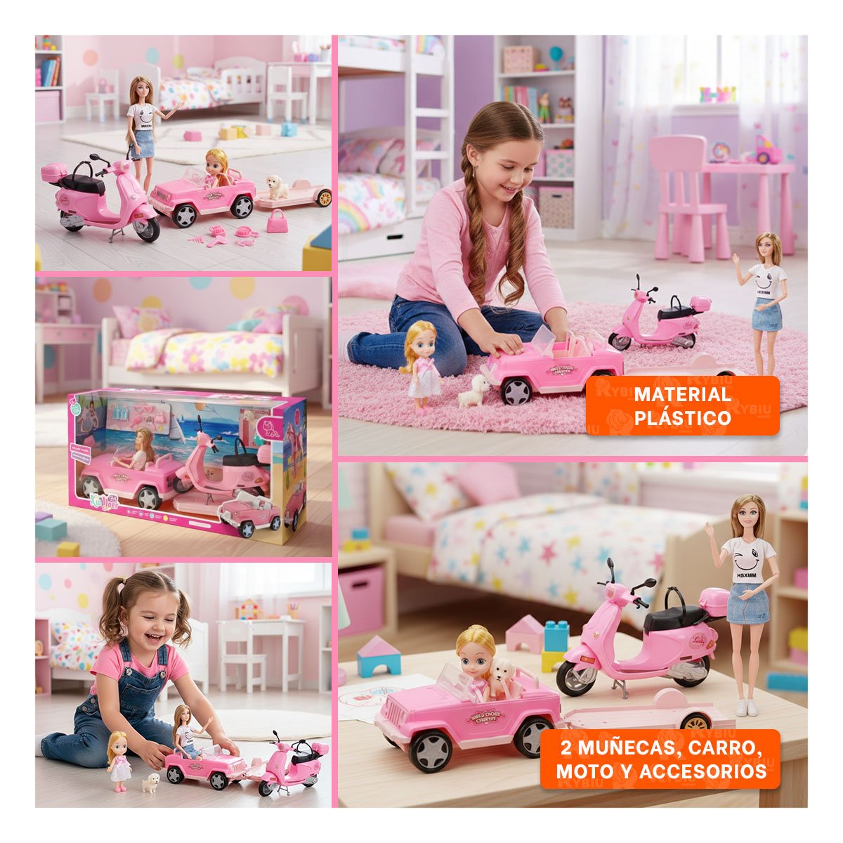 PACK2 LINEA DE JUEGO DE AUTOS Y MOTO CON FIGURAS Y ACCESORIOS Y+PAPEL REGALO - 3