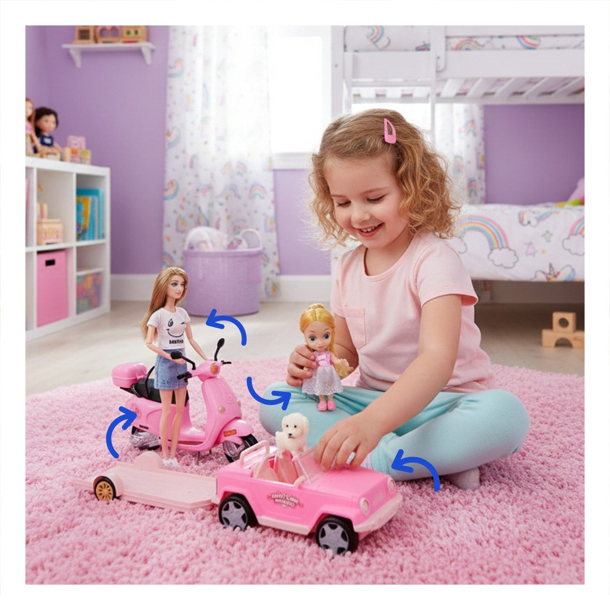 PACK2 LINEA DE JUEGO DE AUTOS Y MOTO CON FIGURAS Y ACCESORIOS Y+PAPEL REGALO - 5